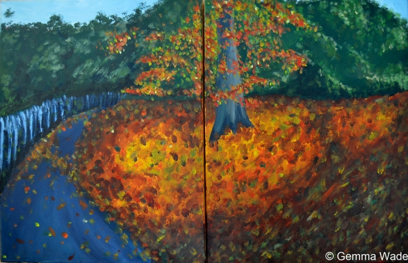 Colours by the Duck Pond (2013) diptych acrylic on canvas